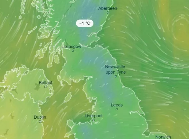 英国降雪地图精确地显示了气温骤降并覆盖英